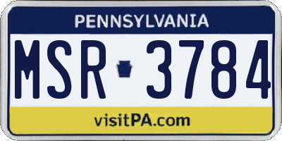 PA license plate MSR3784