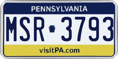 PA license plate MSR3793
