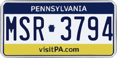 PA license plate MSR3794