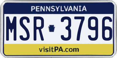 PA license plate MSR3796