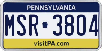 PA license plate MSR3804