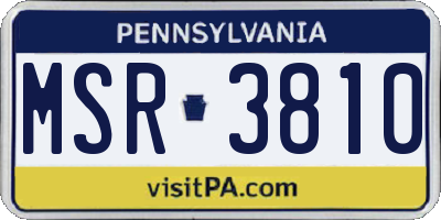 PA license plate MSR3810