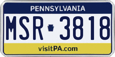 PA license plate MSR3818