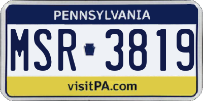 PA license plate MSR3819