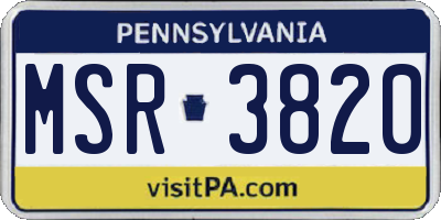 PA license plate MSR3820