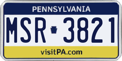 PA license plate MSR3821
