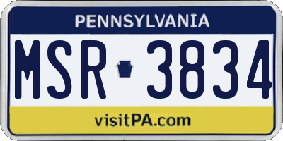 PA license plate MSR3834