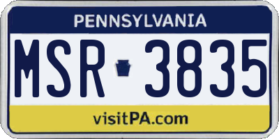 PA license plate MSR3835