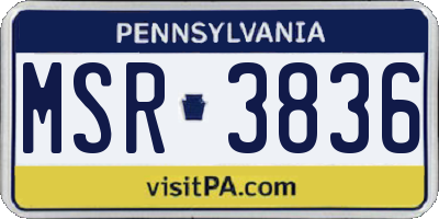 PA license plate MSR3836