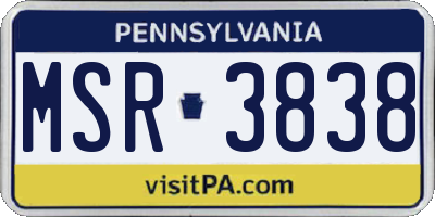 PA license plate MSR3838