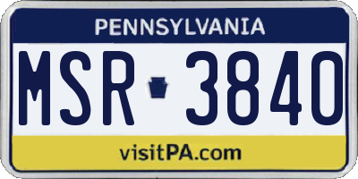 PA license plate MSR3840