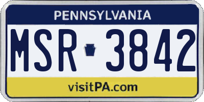 PA license plate MSR3842