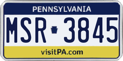 PA license plate MSR3845