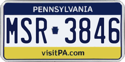 PA license plate MSR3846