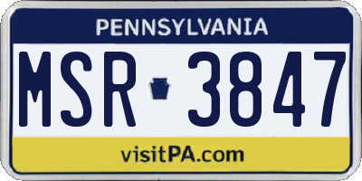 PA license plate MSR3847