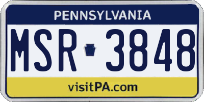 PA license plate MSR3848