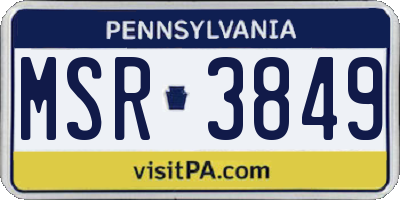 PA license plate MSR3849