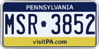 PA license plate MSR3852
