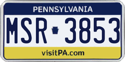 PA license plate MSR3853