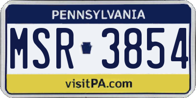 PA license plate MSR3854