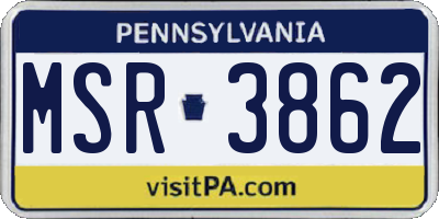 PA license plate MSR3862