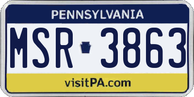 PA license plate MSR3863