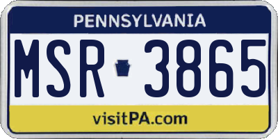 PA license plate MSR3865