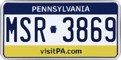PA license plate MSR3869