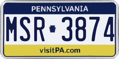 PA license plate MSR3874
