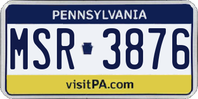 PA license plate MSR3876