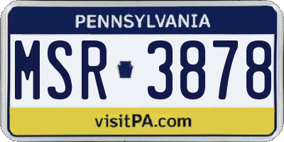 PA license plate MSR3878