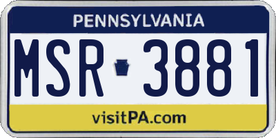 PA license plate MSR3881