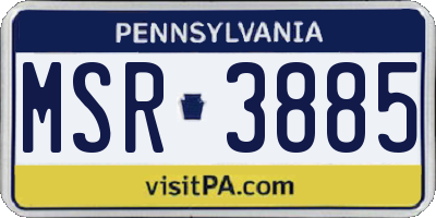 PA license plate MSR3885
