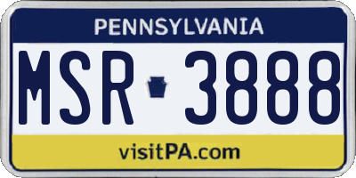 PA license plate MSR3888