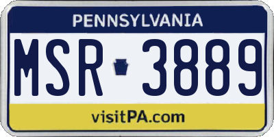 PA license plate MSR3889