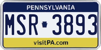 PA license plate MSR3893