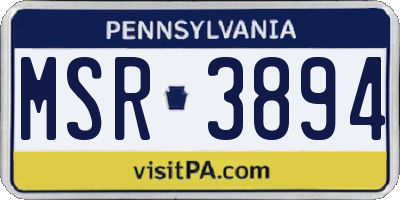 PA license plate MSR3894