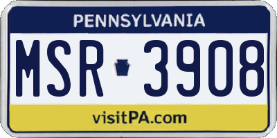 PA license plate MSR3908