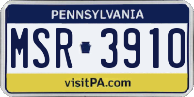 PA license plate MSR3910