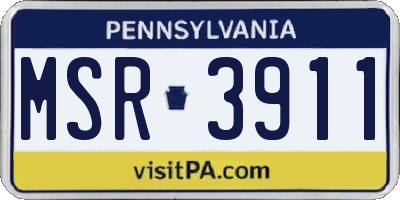 PA license plate MSR3911