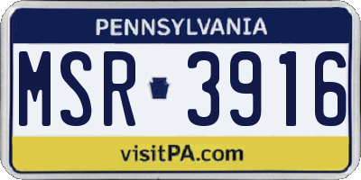 PA license plate MSR3916