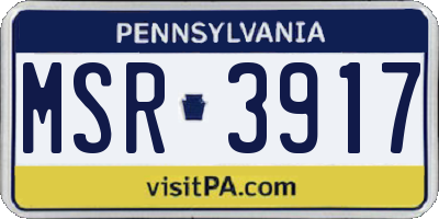 PA license plate MSR3917
