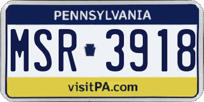 PA license plate MSR3918
