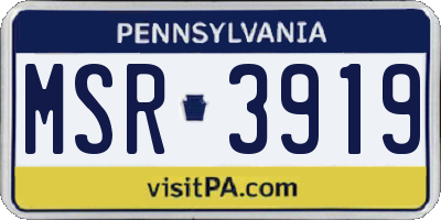PA license plate MSR3919