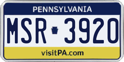 PA license plate MSR3920