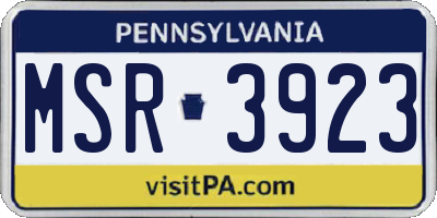 PA license plate MSR3923