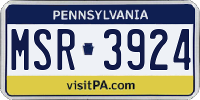 PA license plate MSR3924