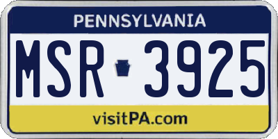 PA license plate MSR3925