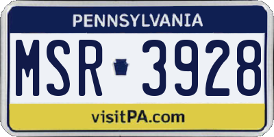 PA license plate MSR3928