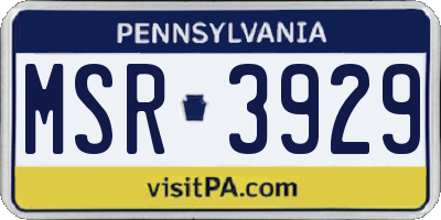 PA license plate MSR3929